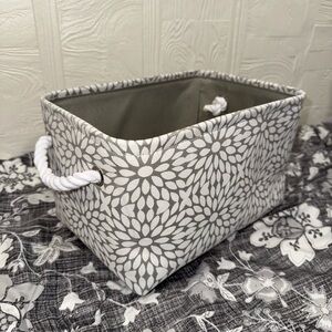 Gray Floral Storage Basket